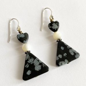 Snowflake Obsidian Dangle Artisan Made Earrings